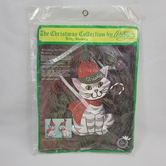 Vtg Paragon Needlecraft KITTY STOCKING 6274 Kit - Virgina Ballman - Picture 10 of 10